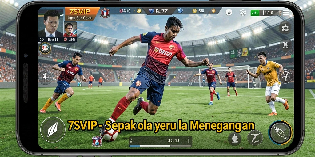 Gameplay seru 7SVIP yang menampilkan aksi sepak bola.