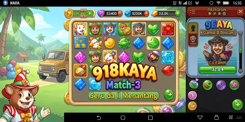 Tampilan gameplay seru dari 918KAYA dalam kategori Match-3.