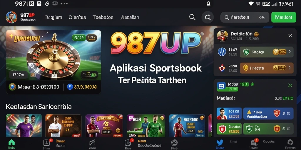 Screenshot utama 987UP menampilkan antarmuka pengguna yang menarik dan informatif.