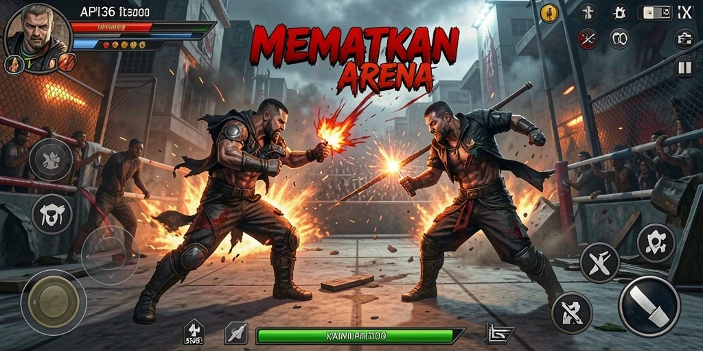 Tangkapan layar gameplay API36 menunjukkan pertarungan yang intens dan karakter yang dinamis.