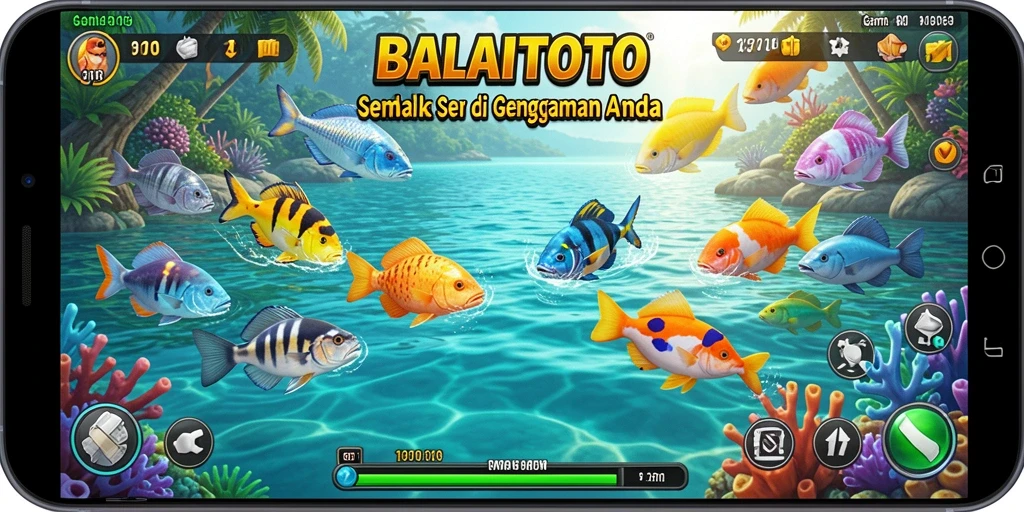 Tampilan gameplay seru di BALAITOTO saat menembak ikan.