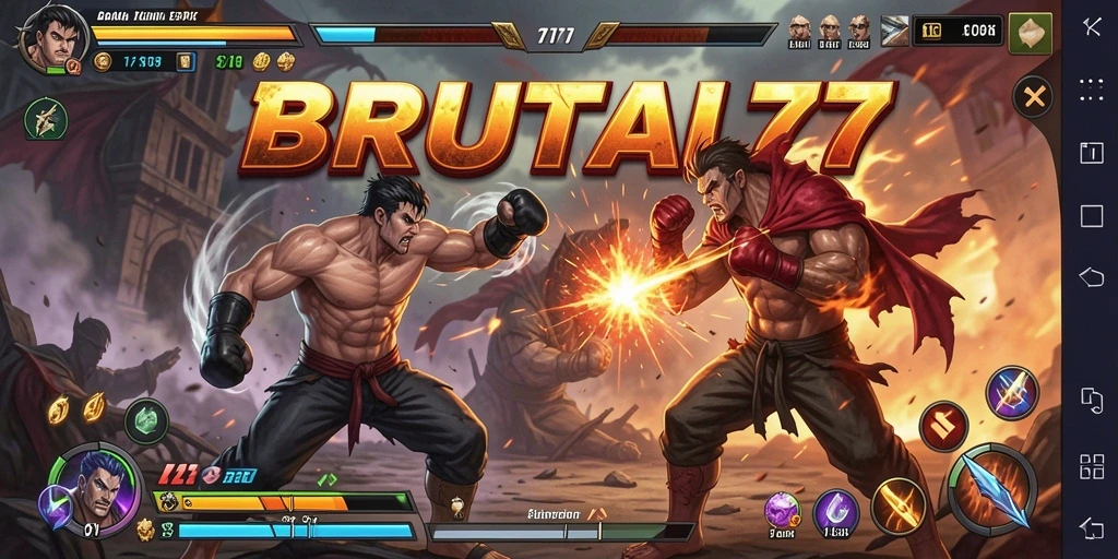 Tampilan gameplay intens dari BRUTAL77 dengan pertarungan yang mendebarkan.