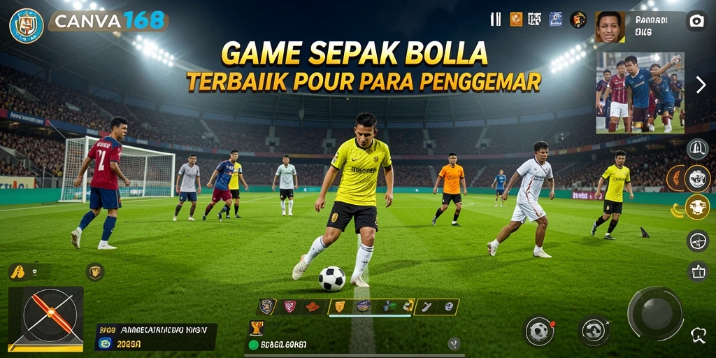 Tampilan gameplay sepak bola yang mengesankan dan mendebarkan.