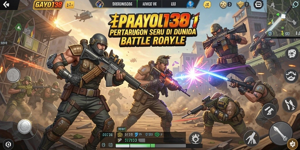 Screenshot GAYO138 menampilkan aksi seru dalam permainan Battle Royale.