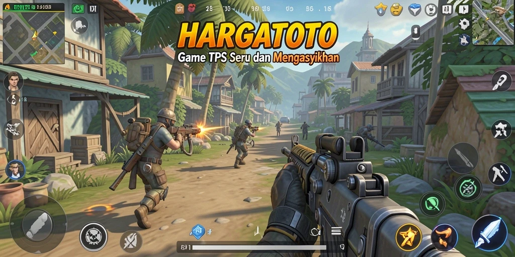 Screenshot gameplay HARGATOTO menampilkan aksi seru pertarungan TPS.