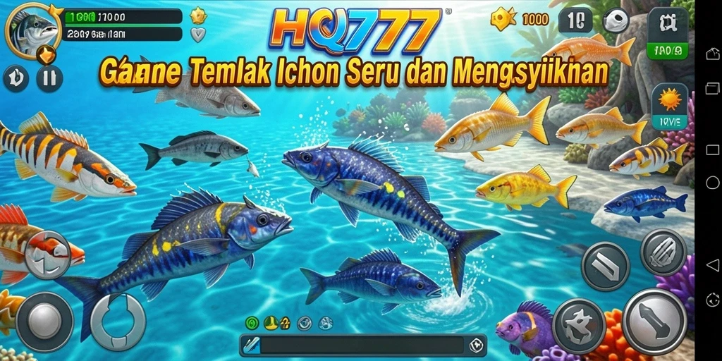 Tampilan gameplay seru menembak ikan di HQ777.
