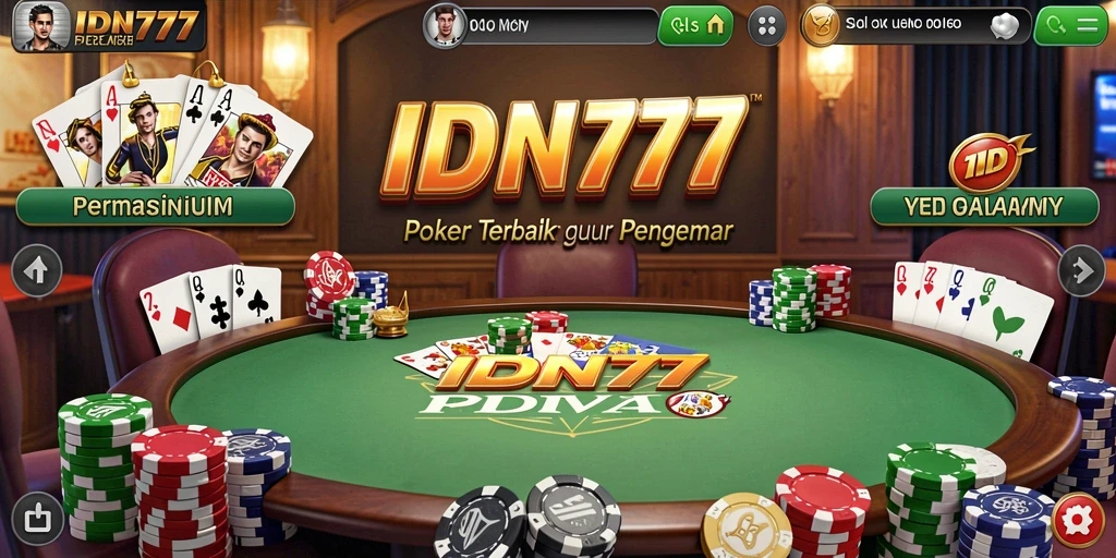 Screenshot gameplay IDN777 menunjukkan aksi poker yang seru dan mendebarkan.