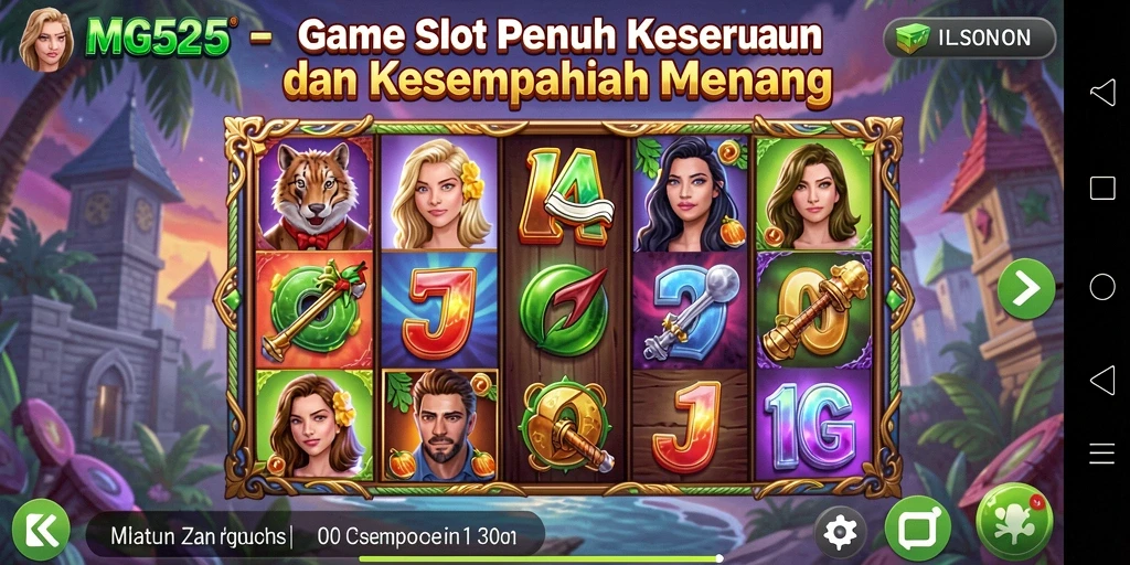 Tampilan gameplay MG525 yang menarik dengan efek visual slot yang menawan.