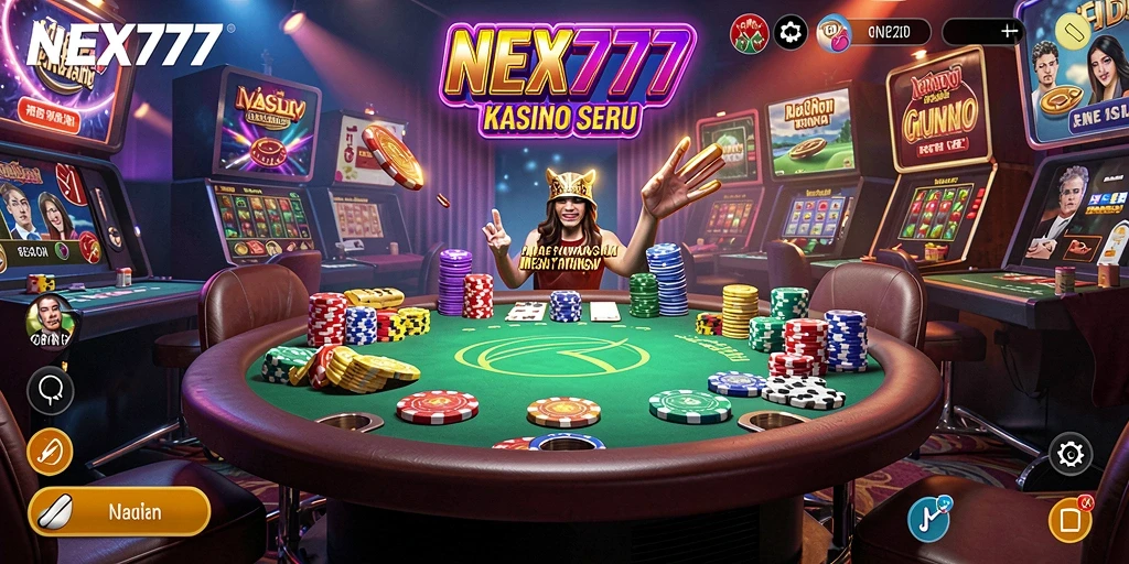 Tampilan utama NEX777 menampilkan gameplay Kasino yang mendebarkan.