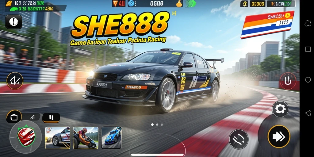 Screenshot gameplay Racing SHE888 yang penuh aksi dan keseruan.