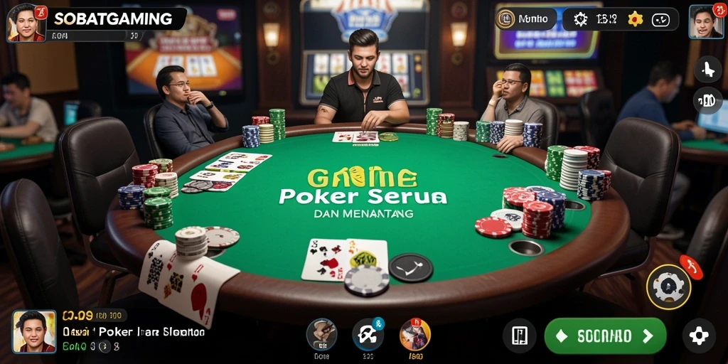 Tampilan menarik dari gameplay Poker SOBATGAMING yang mendebarkan.