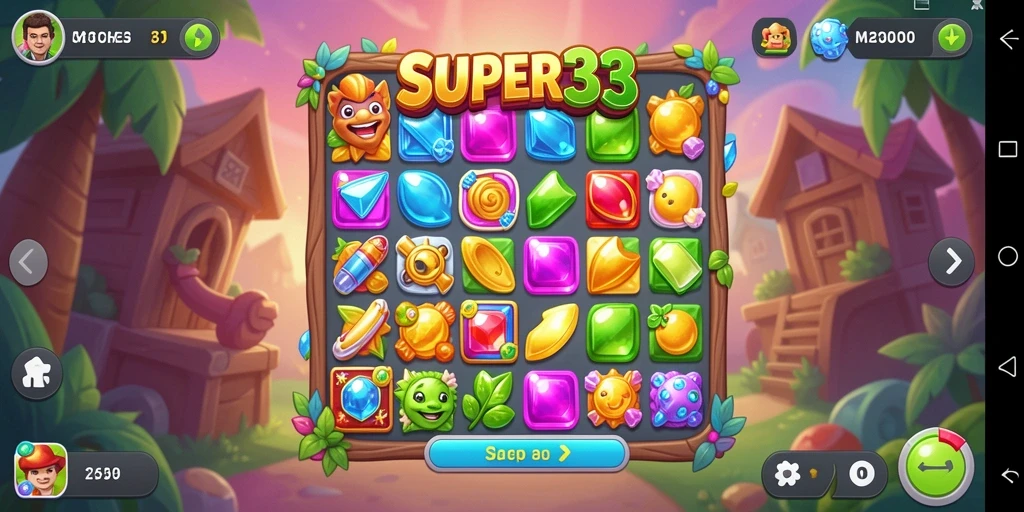 Tampilan gameplay SUPER33 yang seru dan penuh warna.