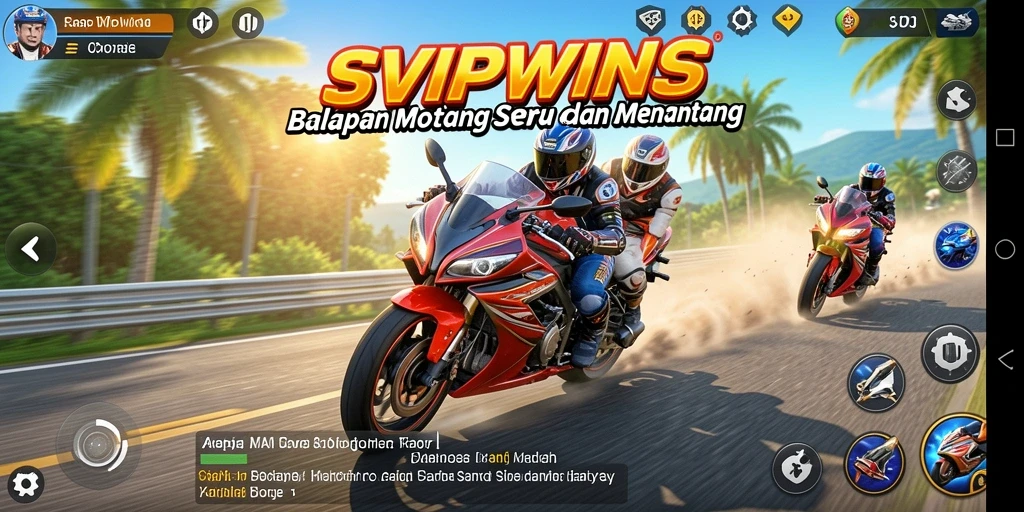Tampilan aksi balapan seru di SVIPWINS yang menampilkan motor kece.