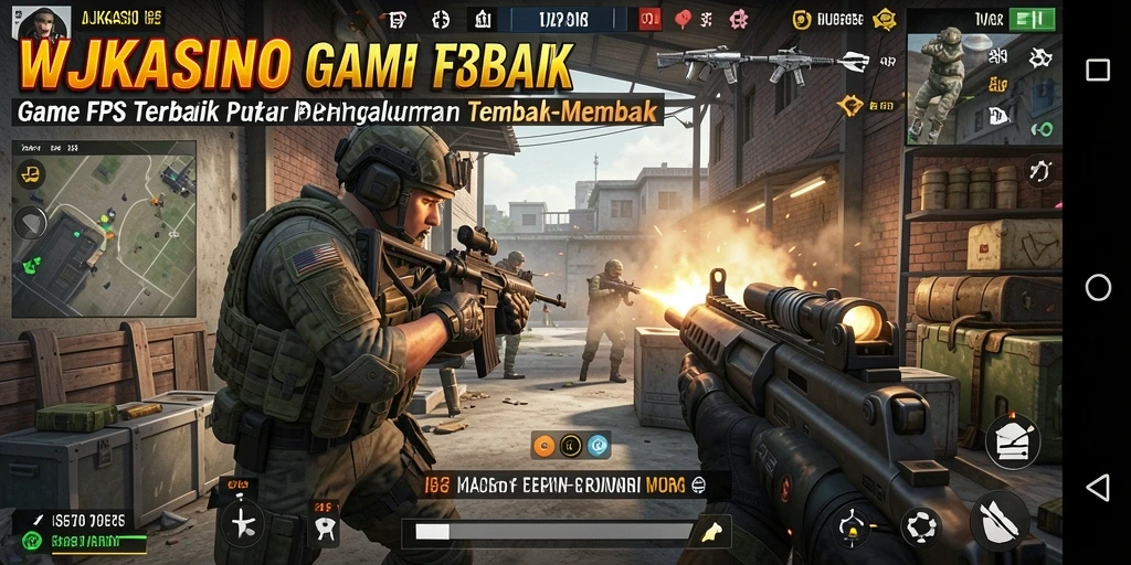 Screenshot WJKASINO menampilkan aksi tembak-menembak intens di medan perang.